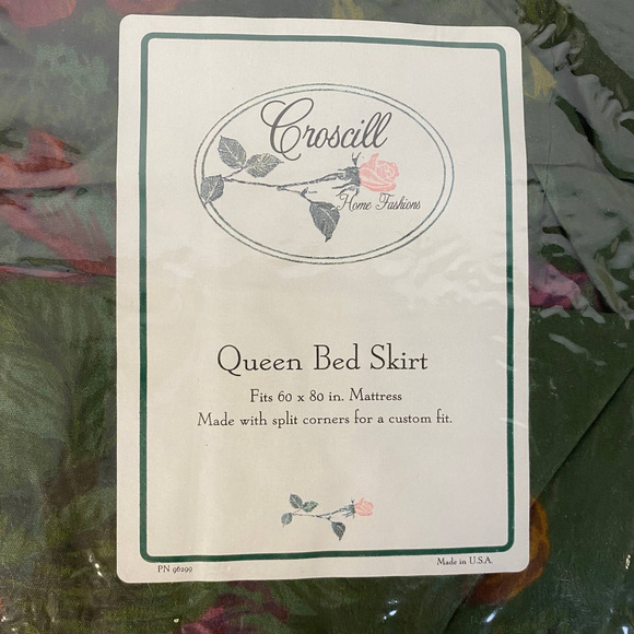 CROSCILL Queen Bed Skirt 14" Drop Kick Pleat Jade Winthrop Hall 6673 - Picture 3 of 5